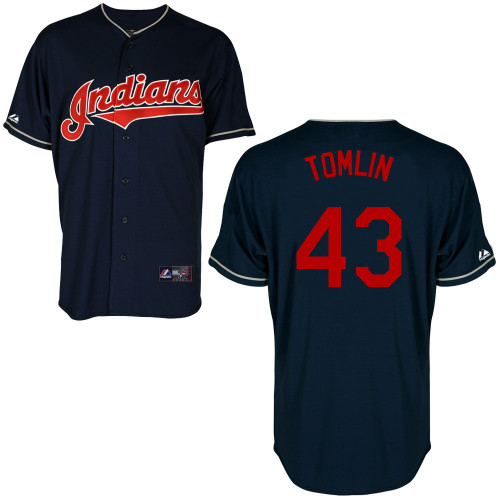 Josh Tomlin #43 Youth Baseball Jersey-Cleveland Indians Authentic Alternate Navy Cool Base MLB Jersey